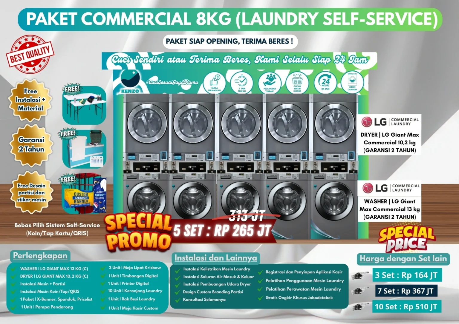 PAKET USAHA LAUNDRY SELF-SERVICE COMMERCIAL LG GIANT MAX