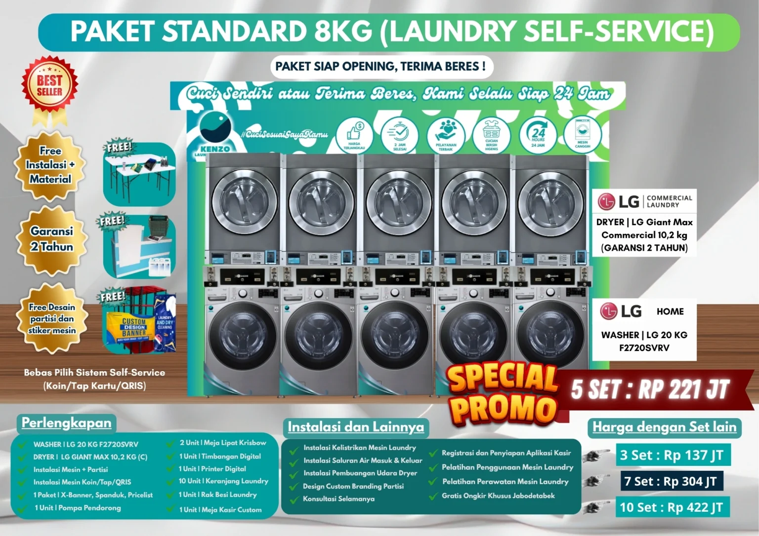 PAKET USAHA LAUNDRY LG GIANT MAX + LG20KG
